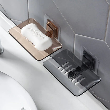 New Soap Rack No Drilling Wall Mounted Double Layer Holder Soap Sponge Dish Bathroom Accessories Dishes Self Adhesive