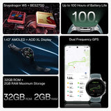 Global Version OnePlus Watch 2 Smart Watch 1.43'' AMOLED Display Snapdragon W5 Gen 1 Dual Frequency GPS Wear OS 4 NFC