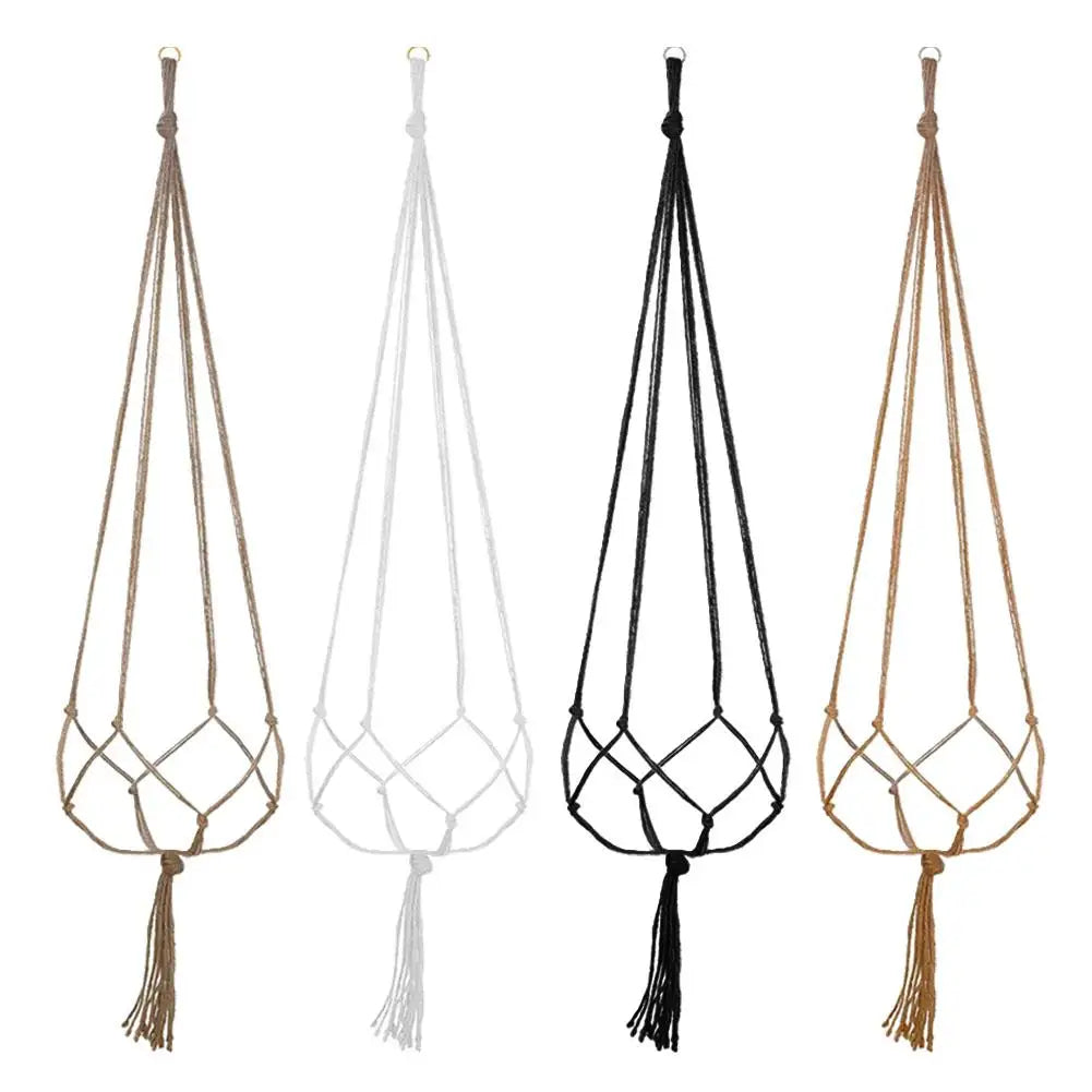 1pcs Braided Rope Hanging Basket  Flower Pot Straw Macrame Net Hanger Garden Holder Craft Plant Balcony Decor Accessories