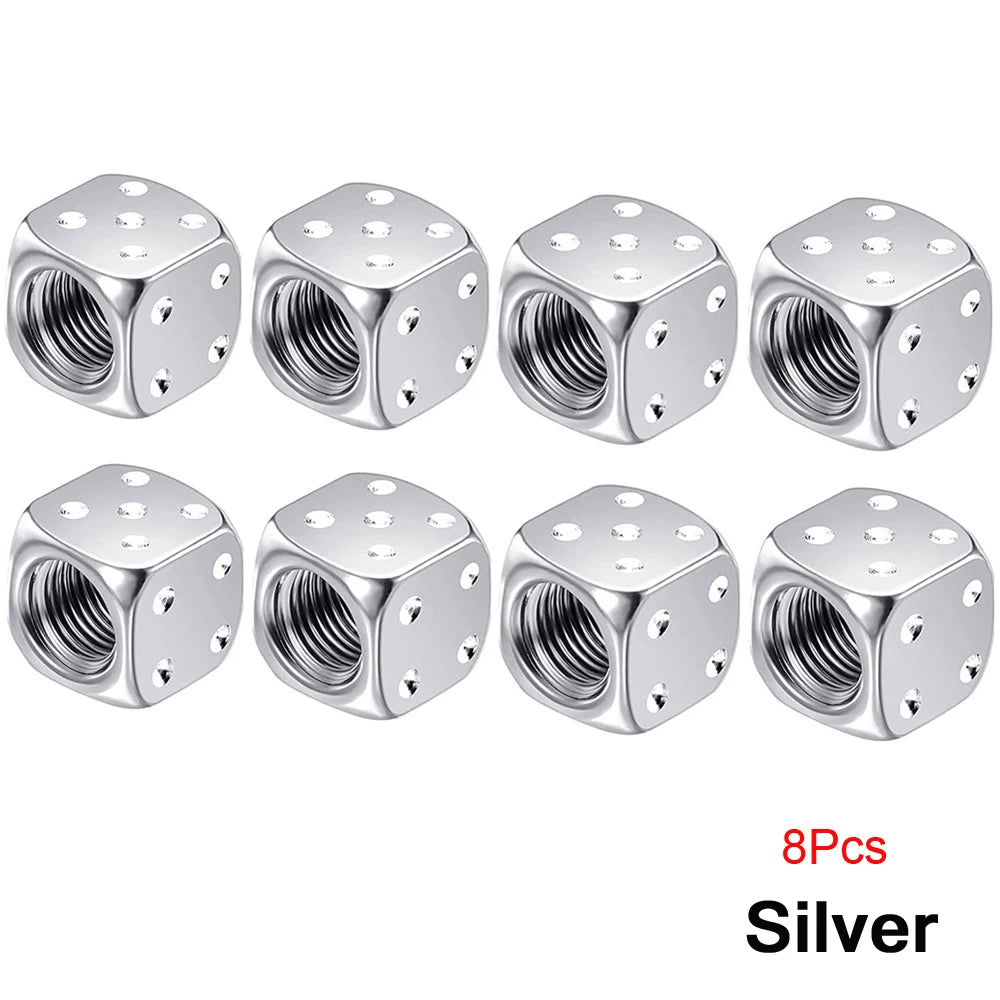 Aluminum Dice Tire Valve Caps Dustproof Car Truck Motocycle Bike Dice Wheel Stem Tyre Tire Wheel Stem Air Valve Dust Cap Cover