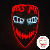 Artigos para Festa de Halloween 2026: Máscara LED Luminosa Estilo "Uma Noite de Crime" (Purge) com Luz Neon EL Sem Fio – Máscara de Rosto Inteiro para Cosplay Adulto (Brilha no Escuro)