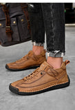 Handmade Leather Men's Casual Slip-On Loafers Breathable Leather Shoes Men's Flat Fashion Moccasins Tooling Shoes Plus Size