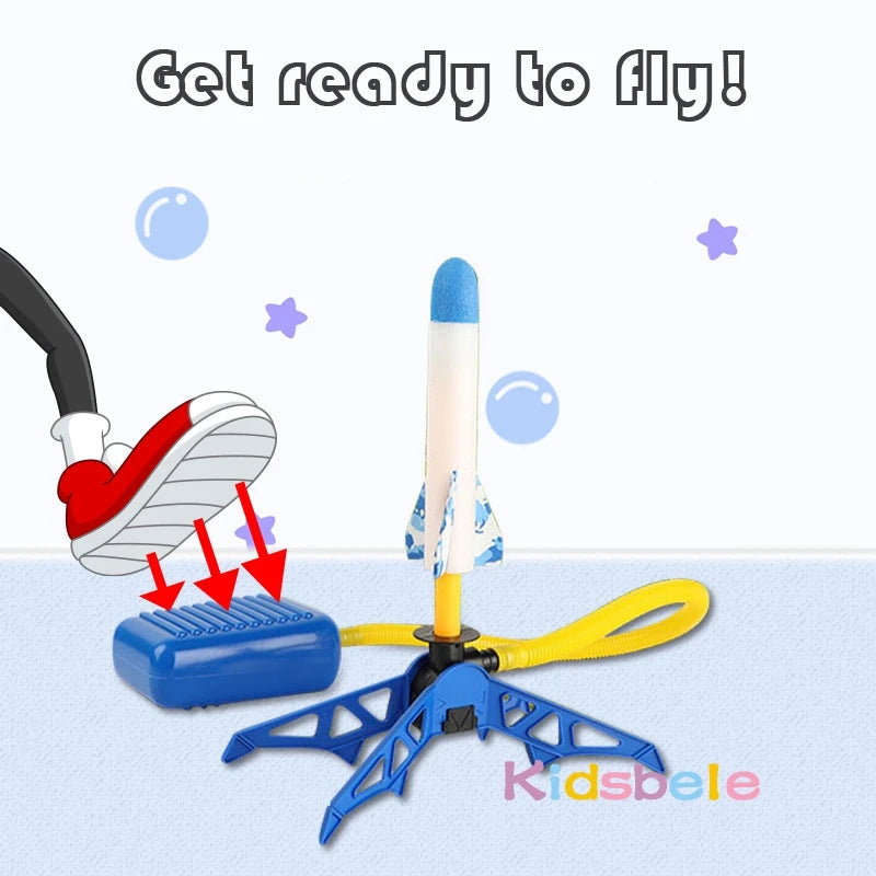 Lanzacohetes de aire para niños, bomba de pie, juego deportivo, juego de salto y pisoteo, juego de juguetes para niños al aire libre, lanzacohetes a presión, juegos de pedales 