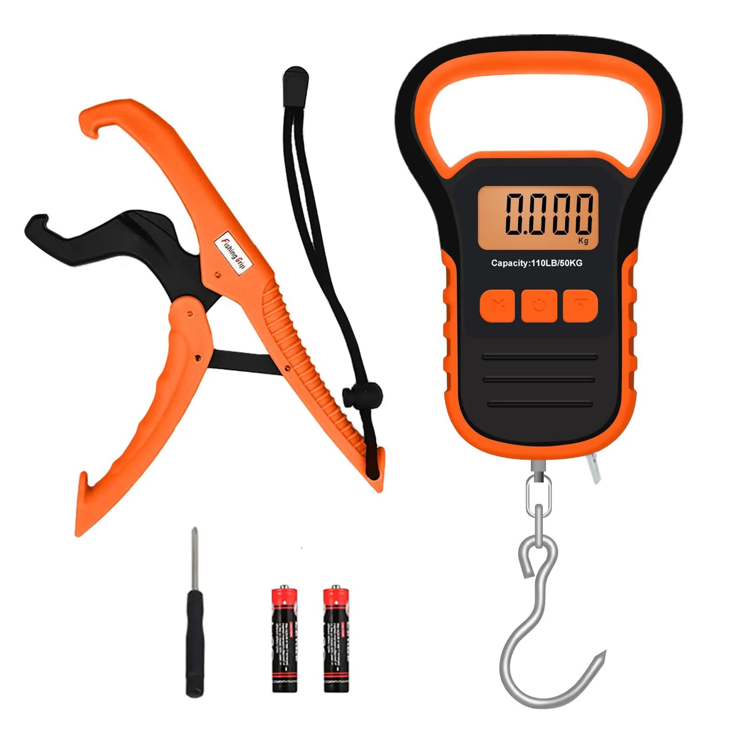 Digital Fish Scale with Ruler and Catch, 110 lb/50 kg Portable Hanging Fish Scale, Luggage Weighing Scale, Backlit LCD Display