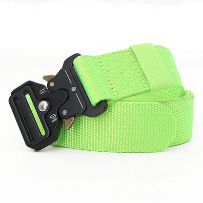 3.8X125cm - Belt Quick Release Outdoor  Metal Belt Soft Real Nylon Sports Accessories Men And Women Black Belt