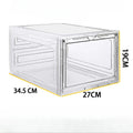 Caja de zapatos de acrílico transparente, tamaño 48, grande, gruesa, antioxidante, apertura frontal, apertura lateral, caja de zapatos AJ con succión magnética