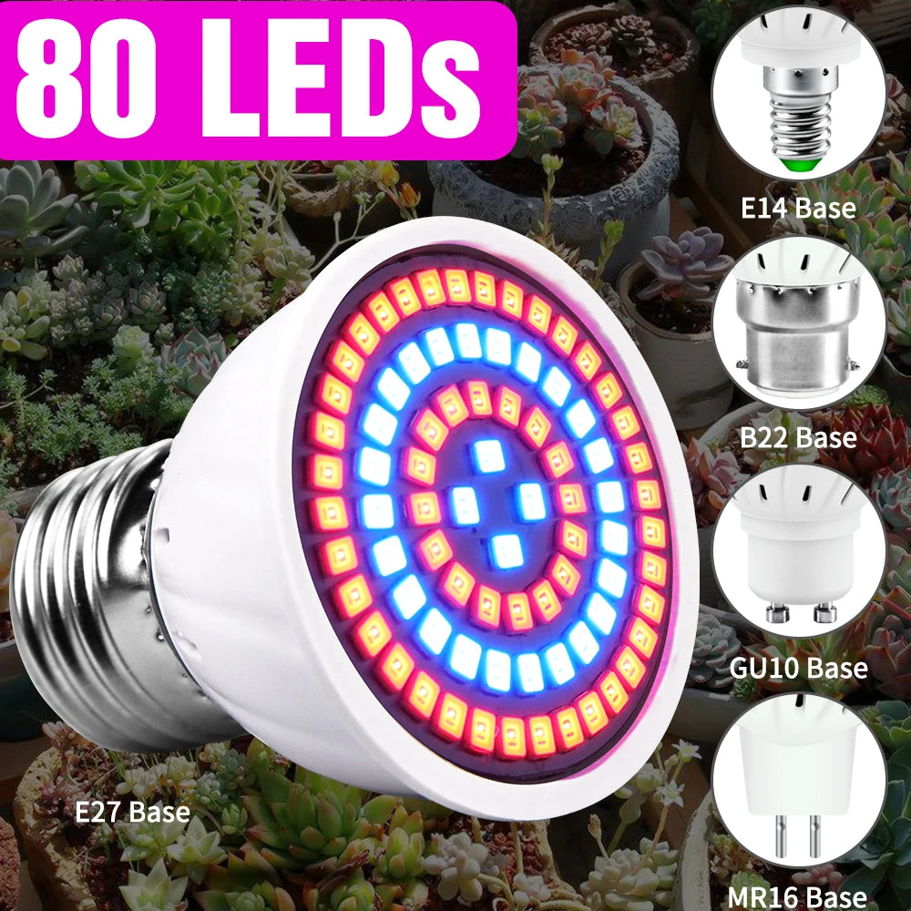 80leds 220v led crescer lâmpada espectro completo led planta crescimento lâmpada iluminação interior crescer luzes plantas e27 sistema hidropônico crescer caixa