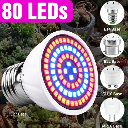 80leds 220v led crescer lâmpada espectro completo led planta crescimento lâmpada iluminação interior crescer luzes plantas e27 sistema hidropônico crescer caixa
