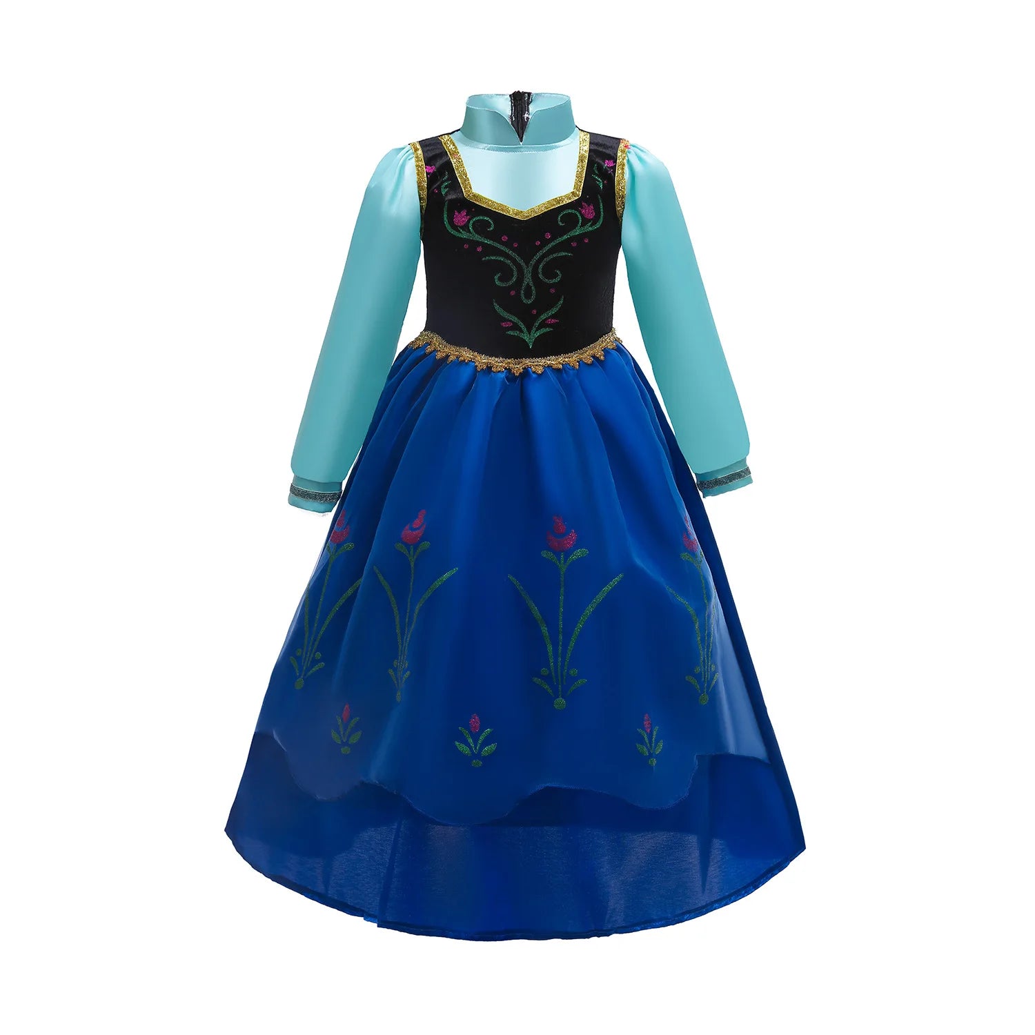 Disney Frozen Princess Anna Dress with Fuchsia Cape Girls Snow Queen Elsa's Sister Costume Play Toddler Carnival Royal Frocks