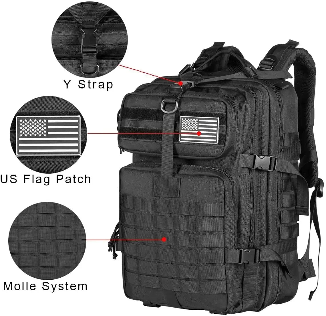 QT&amp;QY 45L Man Tactical Backpacks HkingTraveling Bags Survival Outdoor 3P Assault Pack EDC Molle Pack for Trekking Hunting Bag