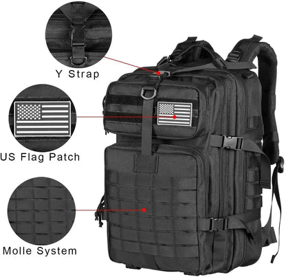 QT&QY 45L Man Tactical Backpacks HkingTraveling Bags Survival Outdoor 3P Assault Pack EDC Molle Pack for Trekking Hunting Bag