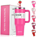 1pcs Watersy 1200ml/40oz Tumbler with Handle Pink Stainless Steel Thermal Portable Vacuum Insulated Gifts Cup