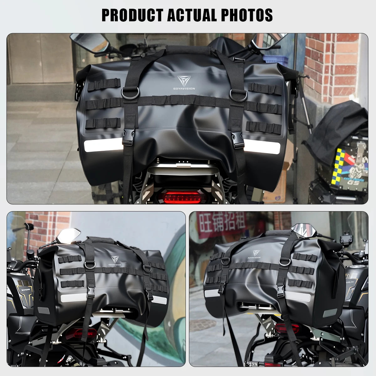 SOYAVISION 20L 50L 70L 80L 100L Motorcycle Waterproof Tail Bag Travel Outdoor Luggage Bag Motorcycle Seat Bag