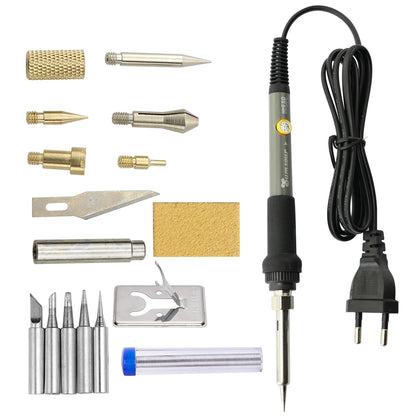7 in 1 Wood Embossing Burning Carving Pyrography Pen Kit 60W / 80W Adjustable Temperature Soldering Iron Hand Operated Tools Set