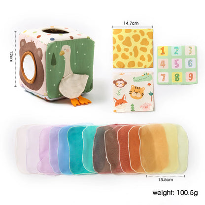 Baby Toys Magic Tissue Box Cotton Finger Exercising Montessori Busy Board Game Educational Toy Soft Rattle Game Ocean Cloth Book