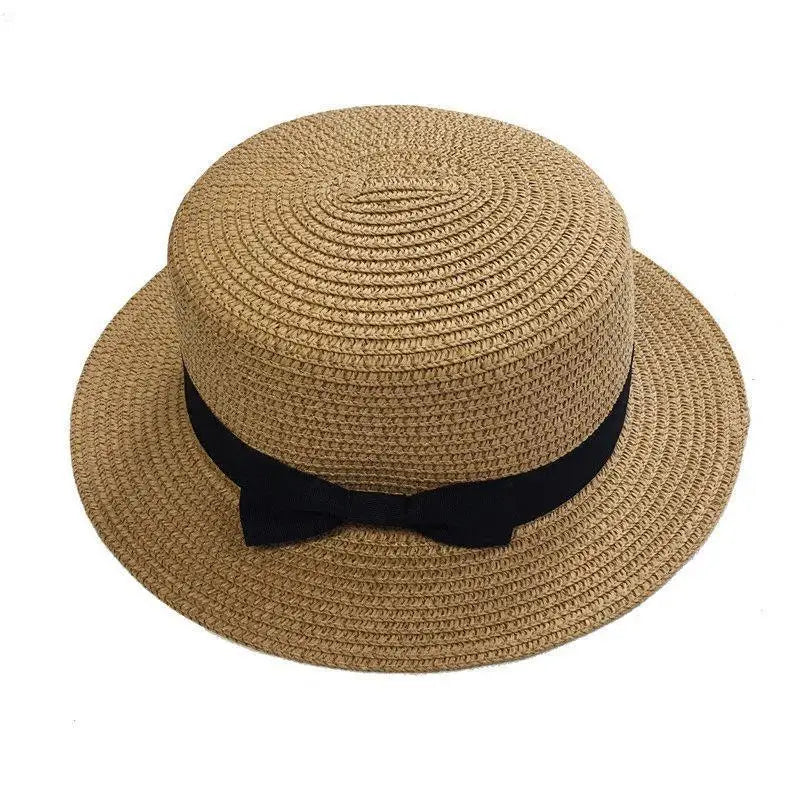 High Quality Flat Top Boater Sun Hat Straw Hat For Men & Women Summer Travel & Beach With Wide Brim UV Protection