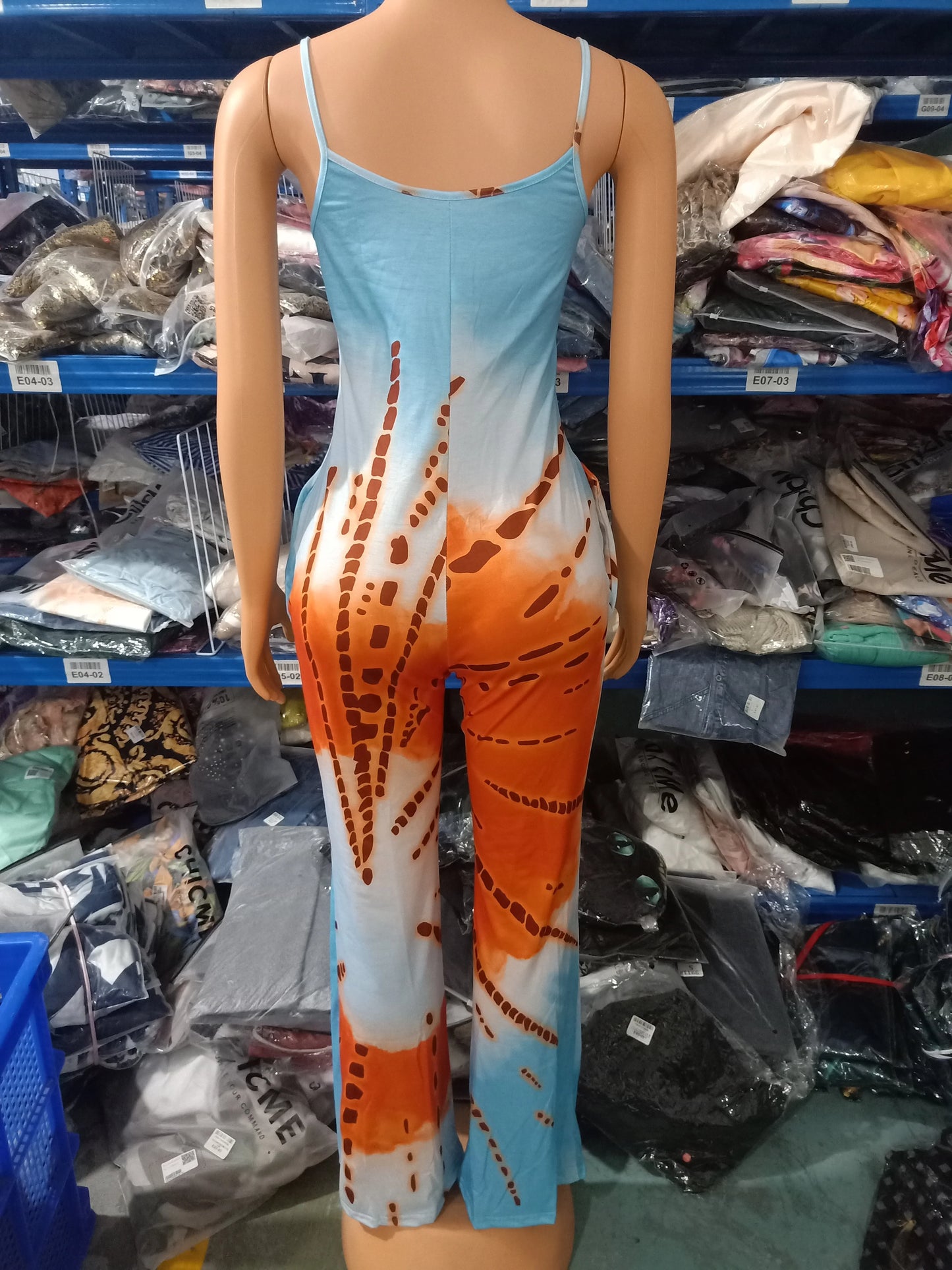 Women's Jumpsuit Summer Fashion Printed Solid Color V-Neck Casual Sleeveless Long Skinny Suspender Jumpsuit