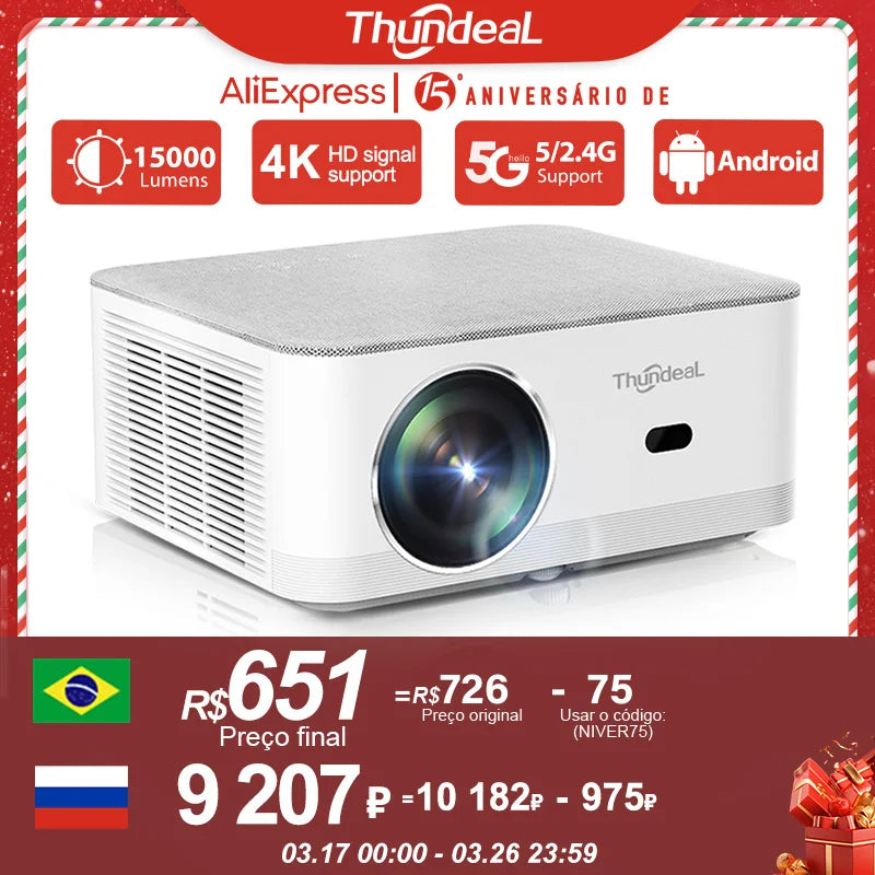ThundeaL TD92Pro Mini Projector Full HD 1080P Projetor 5G WiFi Android 4K Video TD92 Pro Portable Beamer 3D Movie Home Theater