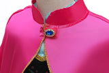 Disney Frozen Princess Anna Dress with Fuchsia Cape Girls Snow Queen Elsa's Sister Costume Play Toddler Carnival Royal Frocks
