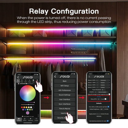 Controlador WLED ESP32 RGBIC COB LED Tira de luz Kit de cinta reactiva al sonido Música Sincronización Funciona con Alexa 24V 5 10 15 20 25 30 40 M