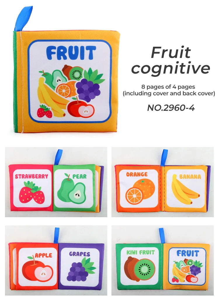 4 Pages Enlightenment Early Learning Books Children Black and White Cloth Book for Kids Montessori Educational Toys