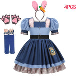 Disney Zootopia Judy Bunny Costume for Girls Dress Cosplay Carnival Party Clothes Disguise Cartoon Zoo Fantasia Outfits