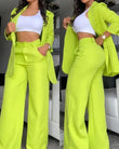 Ternos urbanos femininos 2024 primavera/verão mais recente elegante gola entalhada blazer manga comprida casaco e bolso design botão calças conjunto
