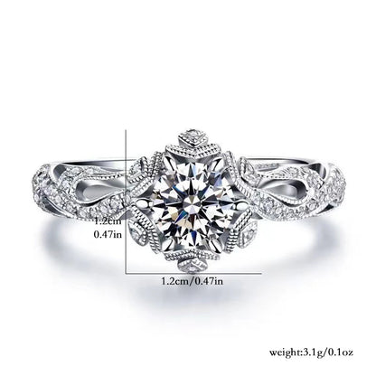 Super Shining Women Fashion Ring Exquisite Silver Color Inlaid Round Flower Stones Wedding Rings for Women Engagement Jewelry