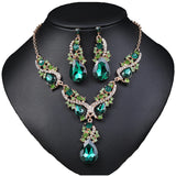 Gorgeous Crystal Jewelry Sets for Women Luxury Choker Necklace Earrings Set Wedding Dress Bridal Costume Necklace Accessories