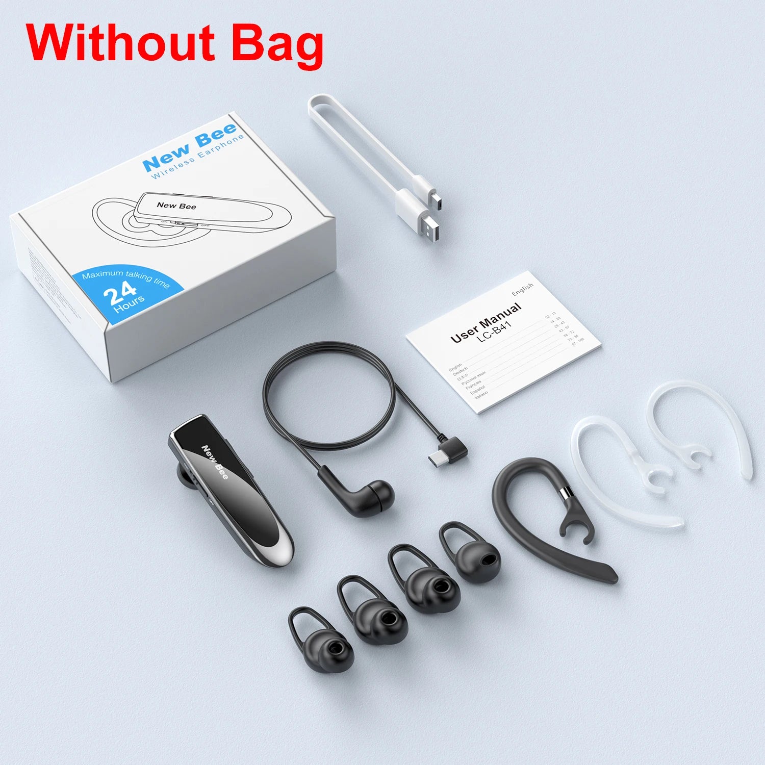 New Bee B41 Wireless Bluetooth 5.0 Earphones Hands-Free Mini Headset 22H Music Playtime Earpieces With CVC 6.0 Mic For iPhones