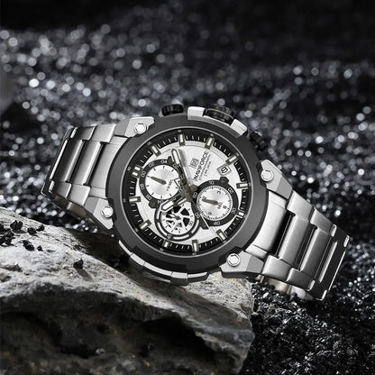 NAVIFORCE Original Watch for man 2025 New Stainless Steel Waterproof Chronograph Classic Quartz Wristwatch Brand Men Watch Gifts