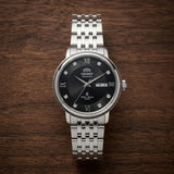 Relógio feminino automático bicolor calendário duplo em aço inoxidável