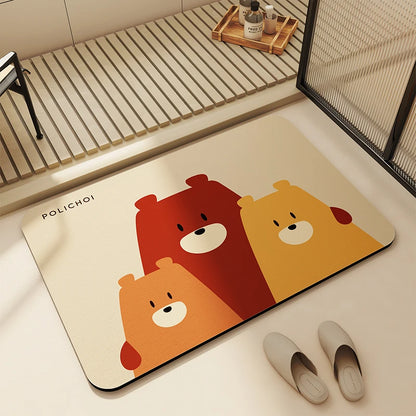 Diatomaceous Earth Bath Mat Bathroom Rug Absorbent Non-slip Floor Foot Mats Quick Dry Shower Carpet Toilet Pad Doormat Washable