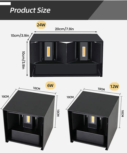 LED Wall Lamp Outdoor Waterproof IP65 Interior Wall Light Porch Garden Lights Living Room Street Corridor Stairs Lighting 24W