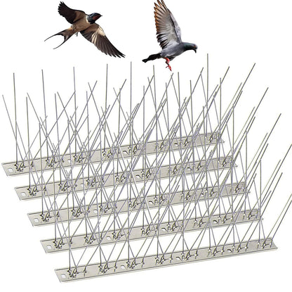 Púas para pájaros con base de acero inoxidable, resistentes y repelentes de aves, kit de cerca para palomas para ahuyentar a las aves pequeñas. 