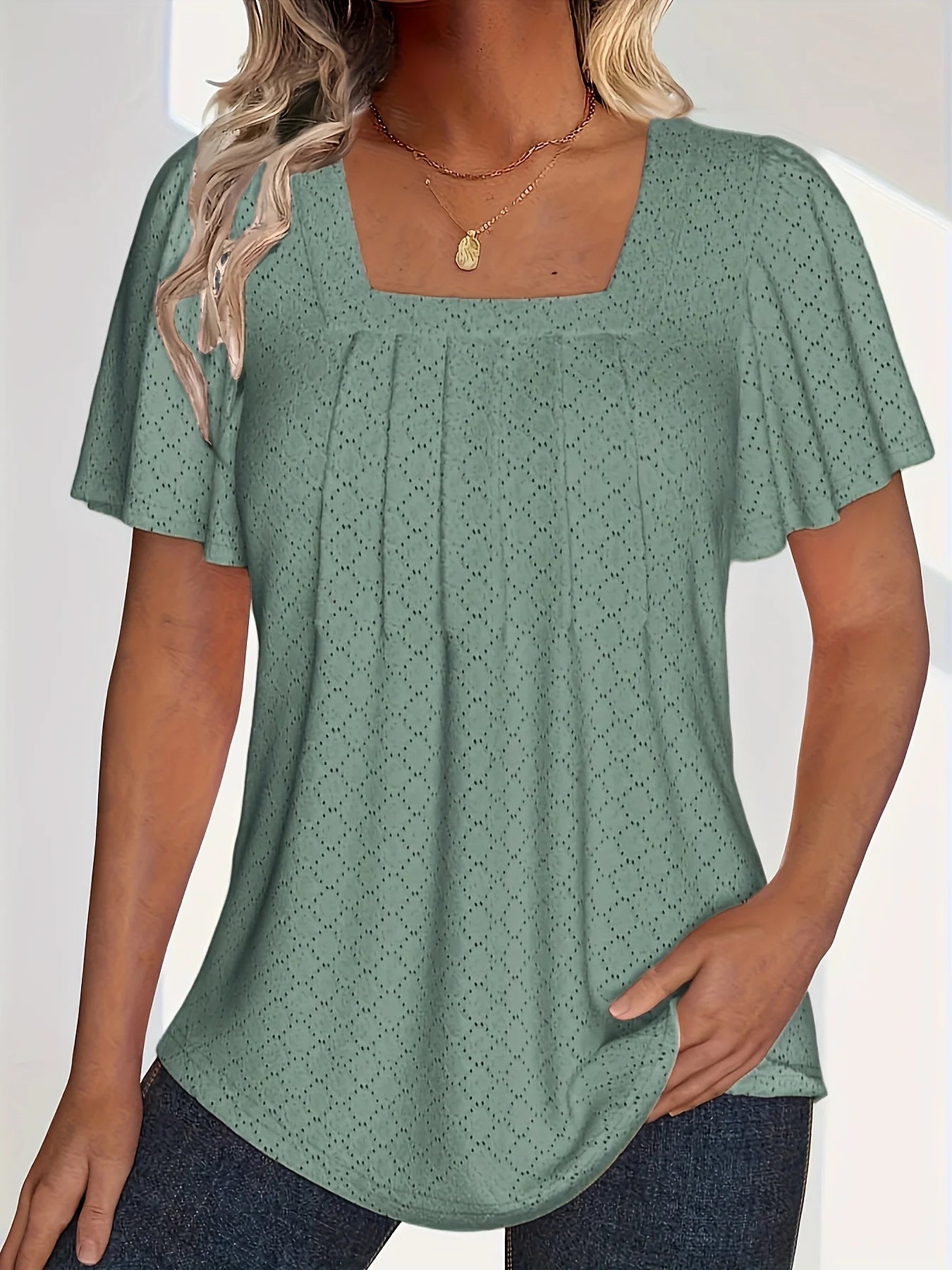 Plus size primavera e verão moda e elegante oco topos para mulheres escritório wear solto plissado mangas versátil topos para
