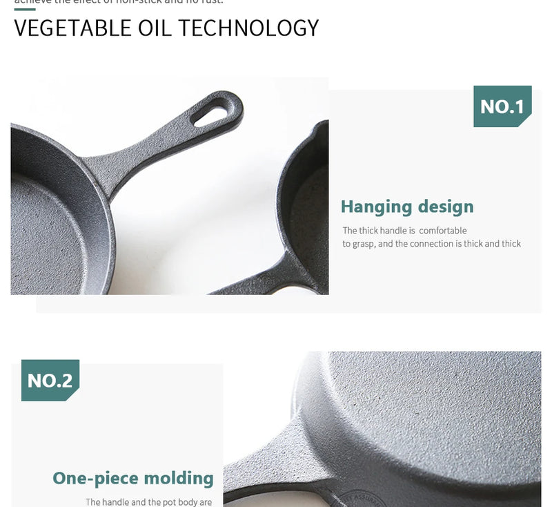 14/16/20cm Cast Iron Frying Pan,Non-stick Skillet Kitchen Fry Pot,Breakfast Pan Omelette  pancake pan,Induction Cooking Cookware