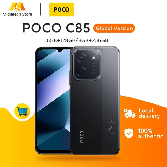 Global Version POCO C85 Smartphone 50MP Al Dual Camera 6.9" Dot Drop Display 6000mAh Large Battery 33W Fast Charging