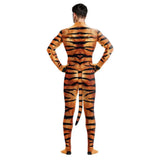 Zawaland Tiger Leopard Cheetah Petsuit for Men Animal Disguise Costume Crotch Zipper Zentai Halloween Carnival Full Bodysuits