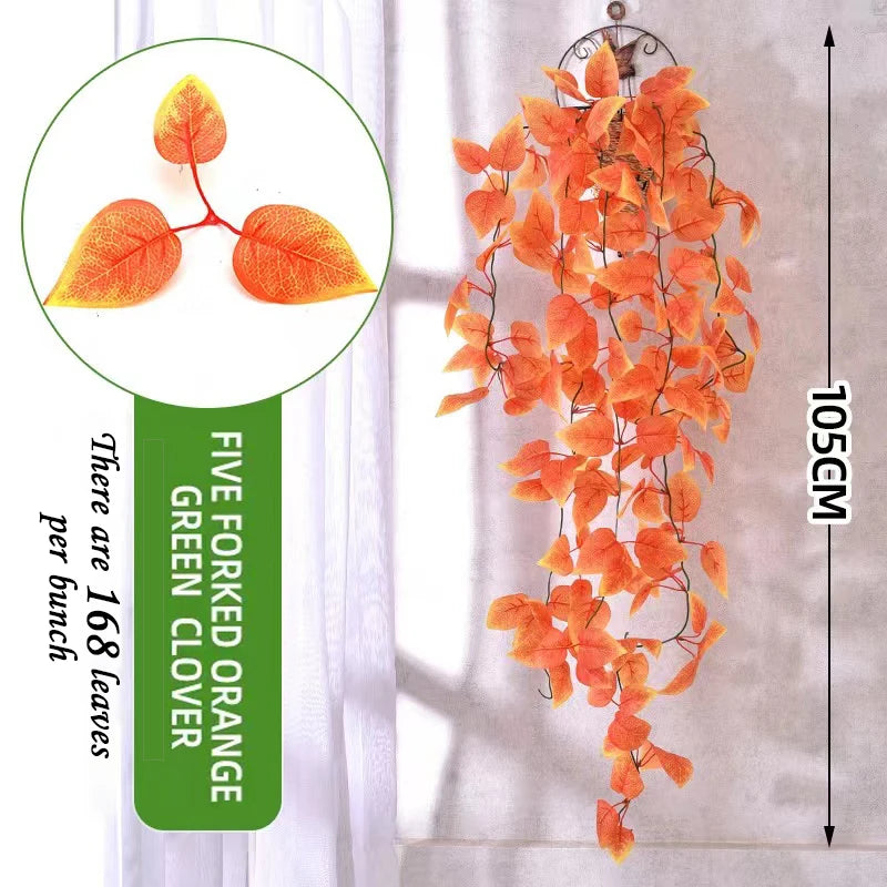 Artificial Plant Vines Wall Hanging Rattan Leaves Branches Outdoor Garden Home Decoration Plastic Fake Silk Leaf Green Plant Ivy