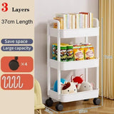 Multi-layer storage rack with wheels, small trolley, home storage, floor to floor, kitchen, bedroom, bathroom 