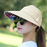 Fashion Women's Ladies Summer Vacation Wide Brim Foldable Sun Hat Anti-UV Beach Visor Caps Casual Hats