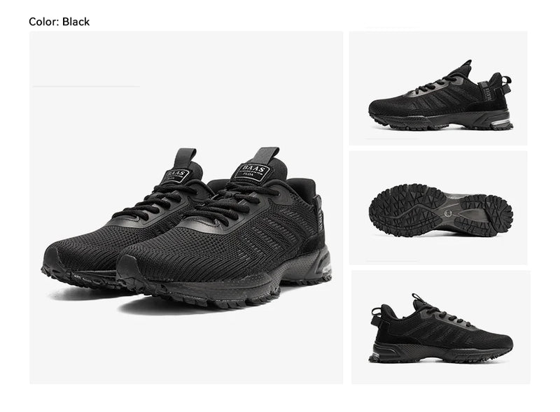 Baasploa Men Running Shoes Mesh Breathable Sport Shoes For Men Fashion Lightweight Casual Sneakers Non-Slip Lace Up Plus Size 50