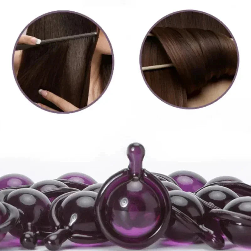 Cápsula de vitaminas para el cabello Aceite de queratina Restauración rápida Cuidado del cabello suave y brillante Nutrir Reparar el cabello dañado Tratamiento para la división Producto