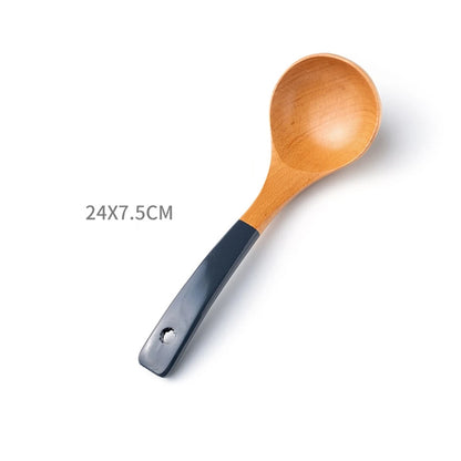 Espátula de madera con mango largo para cocinar, antiadherente, para saltear, resistente al calor, para el hogar, accesorio de cocina