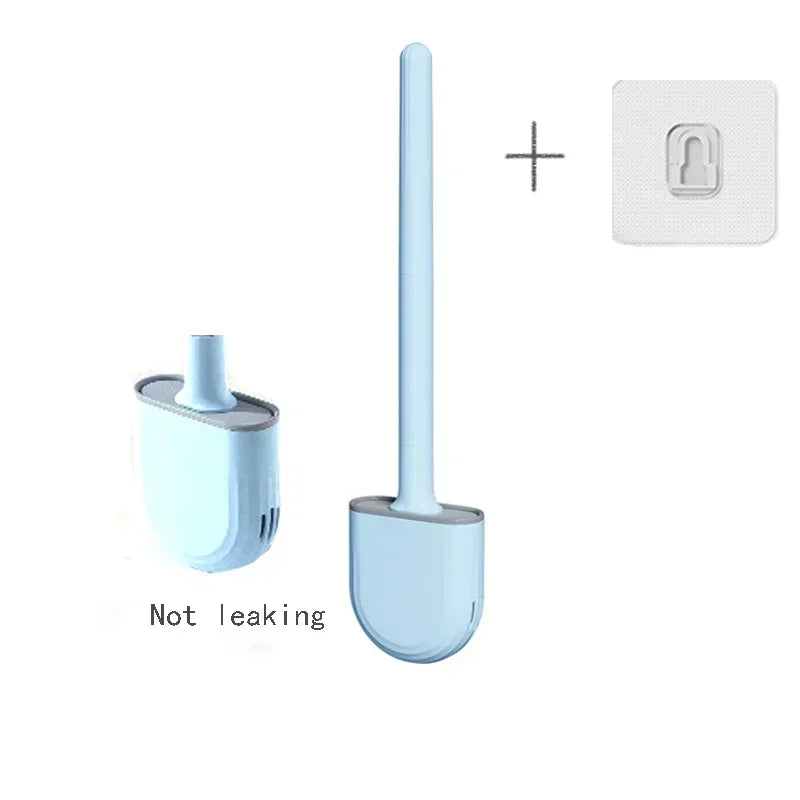 Wall Mounted Toilet Brush Replacement Long Handled Silicone Toilet Brushes Quick Drying Soft Bristles Toilet Bidet Bathroom Set