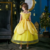 2025 Cosplay Belle Princess Dress Girls Dresses For Beauty and beast Party Clothing Magic stick crown Costume 3-12Y