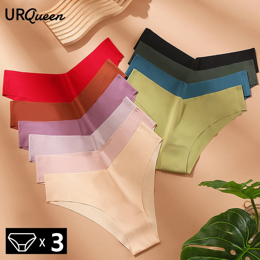 WarmSteps – Kit com 3 calcinhas femininas estilo fio-dental, sem costura, modelo brasileiro, em tecido "seda gelada" (ice silk) – Tamanhos XS a L