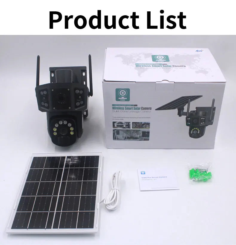 V380 Pro 10X 4K Dual Lens Outdoor Security Network Camera Wireless Wi-Fi Solar CCTV, 4G SIM Solar Cameras
