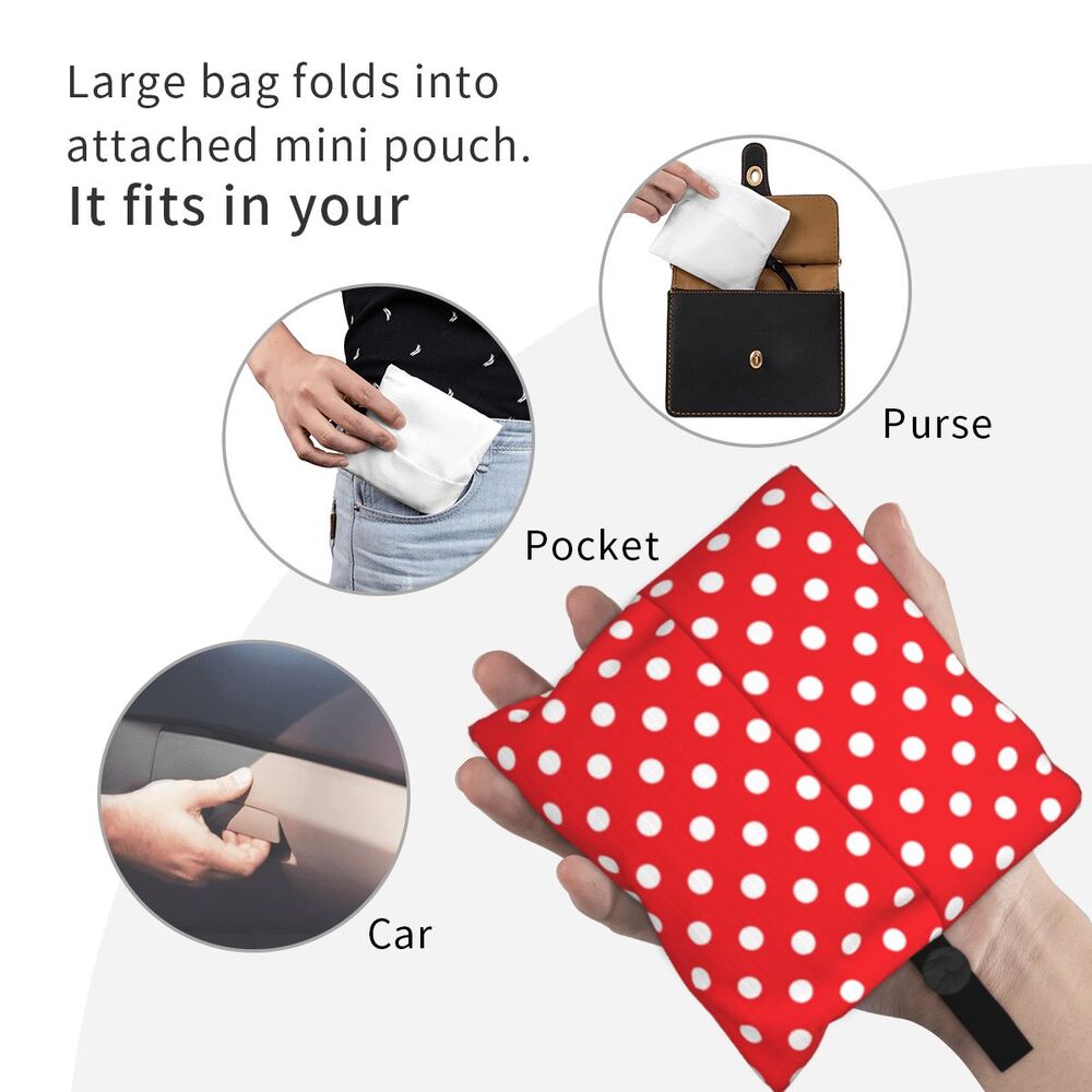 Custom Recycling Classic Black And White Polka Dot Shopping Bag Women Tote Bag Portable Grocery Shopper Bags